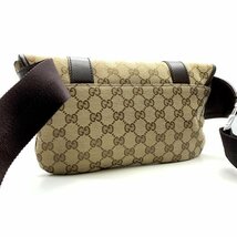 GUCCI グッチ 145851 GGキャンバス レザー ボディバッグ バムバッグ ショルダーバッグ ブラウン 茶色 メンズ かばん 管理RY23004633_画像3