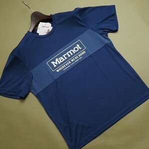 新品正規 Marmot マーモット 海外限定 接触冷感 消臭抗菌 Mision Round 半袖 Tシャツ95(M)ネイビー(NA) 直営店購入の画像1