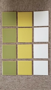 昭和レトロタイル　INAX 12枚　白、黄緑、緑　9.8×9.8cm