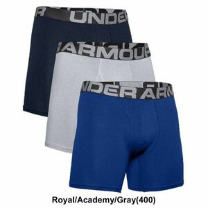 ※訳あり アウトレット UNDER ARMOUR(アンダーアーマー)ボクサーパンツ 6インチ 3枚セット 1363617 Royal/Academy/Gray(400) Mサイズ