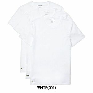 ※訳あり アウトレット LACOSTE(ラコステ)クルーネック 無地 インナー Tシャツ ワンポイント 3枚組 半袖 TH3321 WHITE(001) XSサイズ