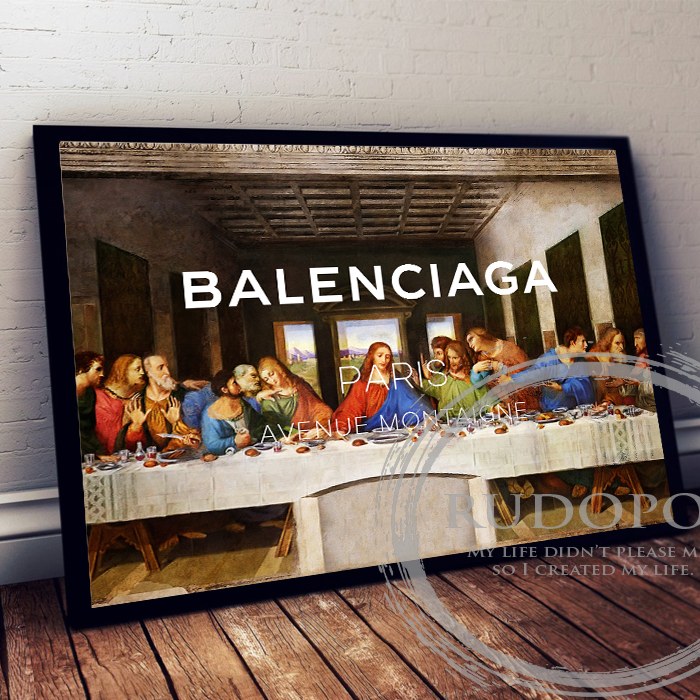 Gerahmtes A3-Format [The Last Supper/L'Ultima Cena Brand Hommage Art Poster Balenciaga] #3, Kunstwerk, Malerei, Grafik