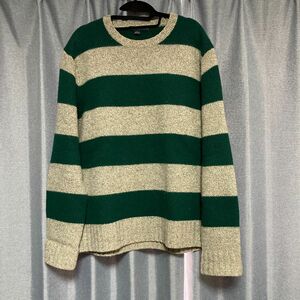 ジェイクルー J.CREW ボーダー ニット セーター 肉厚 緑 グリーン