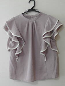 GRLg Laile light purple sleeve frill short sleeves blouse cut and sewn 