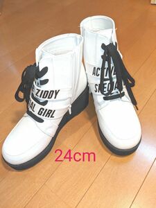 ZIDDY 合皮厚底 スニーカーブーツ 白 24cm