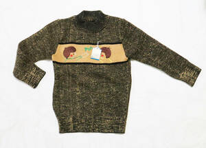 1207 Showa Retro Sweater Long Eleve Thriet 1-2 года 80㎝ коричневый чай Etoile Неиспользованный долгосрочный хранение