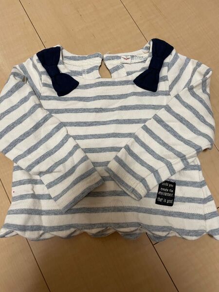 リボン付き ボーダー トップス 長袖カットソー ロンT