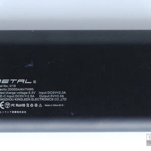 良品★R05 Kyoka METAL モバイルバッテリー ブラック V19 約7cm×13.5cm×2.5cm 20000mAh 動作確認済みの画像6