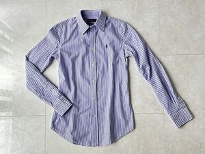  Ralph Lauren RALPH LAUREN stripe shirt slim stretch long sleeve shirt blouse size 0