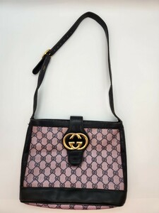 OLD GUCCI GGスプリーム PVC レザー ワンショルダーバッグ オールドグッチ GG柄 肩掛け ヴィンテージ GGプラス デカロゴ シェリーライン