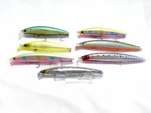 （管74466）Daiwa ダイワ シーバスルアー 7点セット ショアラインシャイナーZ SSR 120F バーティス 97F 97S 120F 120S セットアッパー 97S