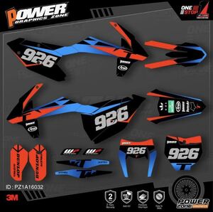 【送料無料】Powerzoneカスタムチームグラフィック 3 メートルステッカーキットktm sx sxf mx 16-18 exc xcw enduro 17-19 125 に 500cc