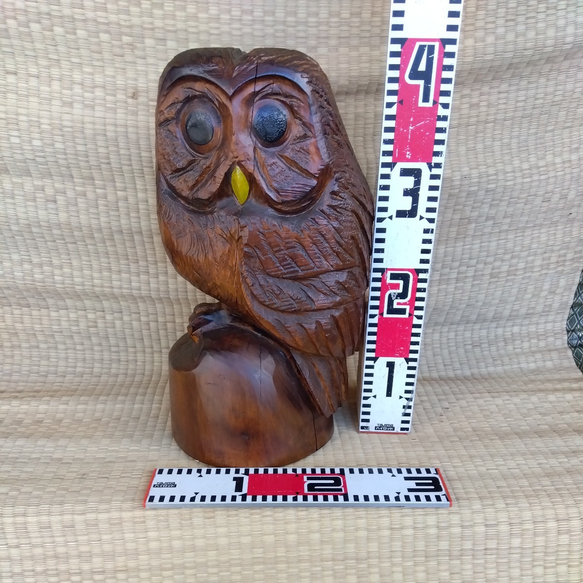 Wood Carving Owl ⑧ (Homemade chainsaw art piece made from thinned Hinoki wood) Diameter around 22 cm, height 39 cm, weight 4 kg If you like owls, how about this!, handmade works, interior, miscellaneous goods, ornament, object