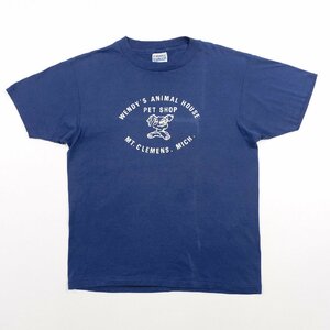 80's Hanes ヘインズ 半袖 Tシャツ WENDY'S ANIMAL HOUSE ネイビー size L #10256 送料360円 ヴィンテージ ビンテージ アメカジ 企業物