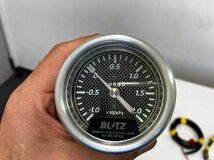 ブーストメーター　BLITZ　ブリッツ　ブースト計　Φ60　ブラックライト　ブルーイルミ　ケース付　機械式_画像5