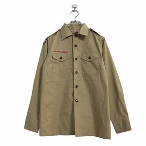 中古 古着 OFFICIAL YOUTH SHIRT長袖 ワーク シャツ キッズ L ベージュ ボーイスカウト アメリカ製 古着卸 アメリカ仕入 a510-5991