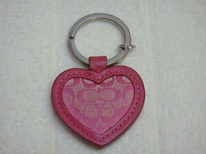 n310u Coach COACH key holder Heart type signature pattern pink 