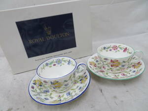 F-683★MINTON/ミントン★カップ&ソーサー★ペア★HADDON HALL BLUE★イギリス製★BONE CHINA★食器★コーヒーカップ★中古品