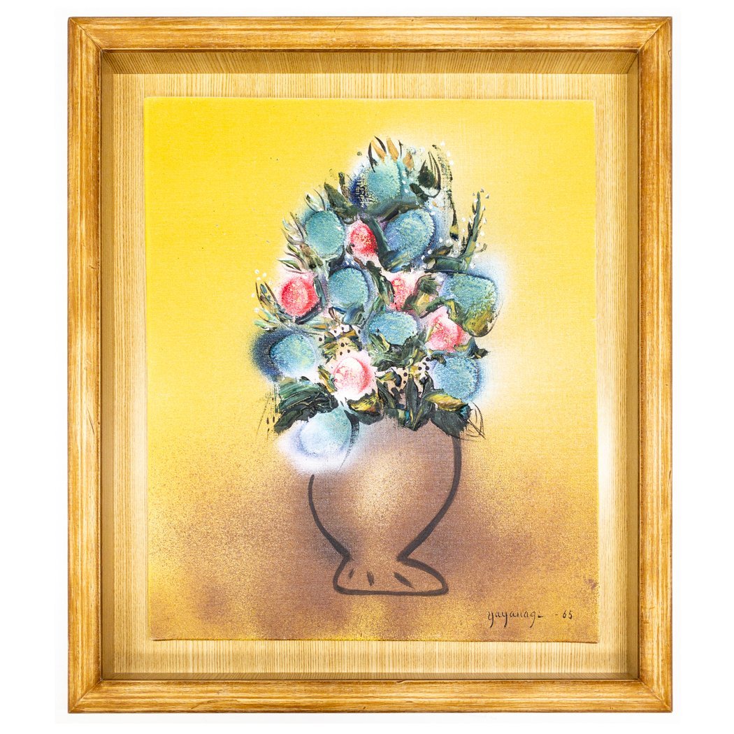 [SHIN] Tsuyoshi Yayanagi Blumen Ölgemälde F8 Größe 1965 Signiert Selten, Malerei, Ölgemälde, Stillleben