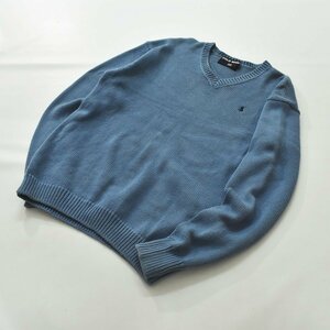 ★90s ヴィンテージ ポロ スポーツ ラルフローレン POLO SPORT スモールポニー コットン ニット セーター M BLUE★レディース ビンテージ★