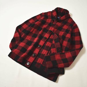 ★08年製 NOS タグ付未使用 ギャップ GAP 定14000円 ブロックチェック ショールカラー ニット カーディガン XS 赤黒 ジャケット オールド★