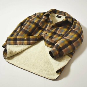 ♪好配色 ペンドルトン PENDLETON 裏ボア オンブレ チェック CPO ビッグ シルエット シャツ ジャケット イエロー系 レディース シェルパ♪