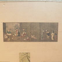 昭和ビンテージ 日本画屏風 美人画 屏風絵 風景画 1930〜1950年代 OTK510_画像6
