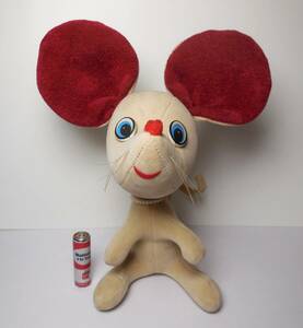  autograph pet pretty ear establish mouse san red color ear hard material doll soft toy fontaine zoo Showa Retro 