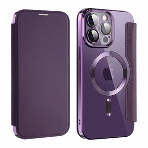 9H強化ガラスフィルム付きiPhone 15 pro レザーケース アイフォン15 プロ ケース iPhone15 pro カバー 透明 カード収納 MagSafe充電 手帳型