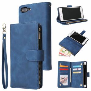 iPhone SE2 ケース iphone SE3 カバー iphone7 レザーケース iphone8 ケース アイフォン7/8 ケース 手帳型 カード収納 お財布付き ブルーの画像1