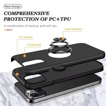 iPhone 15 iPhone15Plus 用 ケース リング付き 耐衝撃 TPU 二重構造 アイフォン15プラス カバー リング スタンド機能 車載ホルダー対応 _画像4