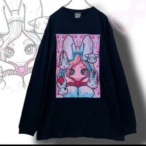■【NieR】BLACK LONG CUTSEW【RABBIT WONDERLAND】 ロンT