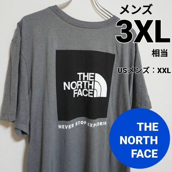 THE NORTH FACE　ノースフェイス　ボックスロゴ　半袖Tシャツ　3XL相当　グレー　ブラック　新品