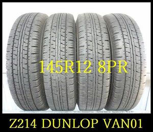 【Z214】C7010153 送料無料・代引き可 店頭受取可 2022年製造 約8部山 ◆DUNLOP ENASAVE VAN01◆145R12 8PR◆4本