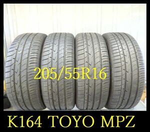 【K164】FK5110053 送料無料・代引き可 店頭受取可 2021年製造 約8部山◆TOYO TORANPATH MPZ◆205/55R16◆4本