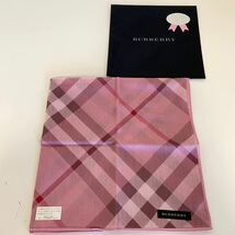 未使用 BURBERRY バーバリー 大判ハンカチ チェック柄 ピンク系 約49×49cm 綿100% 日本製 ハンカチ ブルーミング中西_画像3