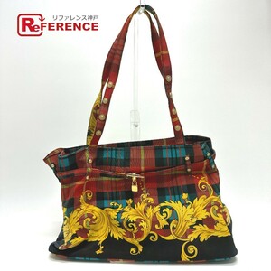 VERSACE Versace tote bag shoulder ..ba lock pattern bag shoulder bag cotton multicolor lady's [ used ]