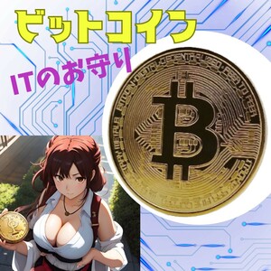 ビットコイン　レプリカコイン　ゴルフマーカー　架空　おもちゃ　イミテーション　お守り　金運　IT　金貨　最先端　投資　ウィリー