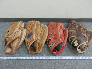 S【10-31】◎1 野球グローブ グラブ 4点まとめて MIZUNO ミズノ SSK 他 中古・現状品 / 投手・外野・オールラウンド 