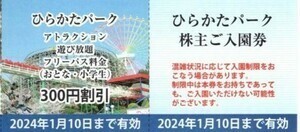 ひらかたパーク入園券＋のりものフリーパス割引券／１～８セット／京阪　株主