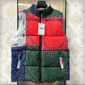 最高峰EU製＆定価6万◆UABONI*Paris*中綿ベスト*ユアボニ*パリ発◆個性 肉厚 防寒 カシューナッツ花 オルテガ柄 カラフル ジャケット 2XL