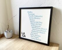 Orange & Park print &hand made fream black Los Angeles Beach Towns print Blue_画像1