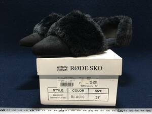 DS RODE SKOrotesko separate fur Flat pumps winter shoes ... that feeling size37 23.5cm rank BLACK black color lady's rare article beautiful goods 