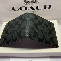 COACH 新品箱付き　コイン ウォレット シグネチャー キャンバス F75006 チャコール/ブラック/未使用品/アウトレット　翌日発送_画像4