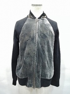 【SALE】SHARE SPIRIT HOMME ジャケット.ベルベットブルゾン /ブラック/44 S-21-12-20-1031-SH-ou-KN-ZT536