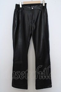 【SALE】NO ID. BLACK パンツ.シンセティックレザーウォームフレア /ブラック/1 O-23-05-09-054-NO-pa-YM-ZT161