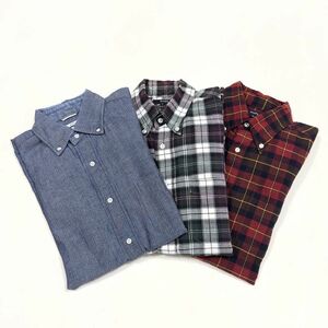 【3枚セット】 SHIPS シップス 長袖 シャツ チェックシャツ ネルシャツ インディゴヘリンボーン / Mサイズ / コットン ボタンダウン