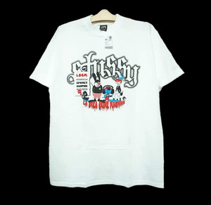 超爆レア希少！新品タグ付き！STUSSY ステューシー/メキシコ製/CUSTOMADE/カスタメイドROBデザイン限定Tシャツ L ホワイト 入手困難