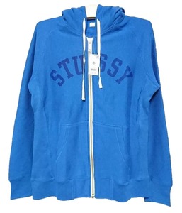  rare rare & popular design! tag equipped!STUSSY Stussy / Logo print / Zip up / sweat Parker L blue 2012 year sale hard-to-find 