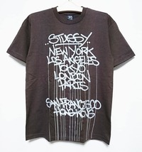 新品タグ付き！超爆レア！STUSSY ステューシー/2006デザイナー限定ワールドツアーTシャツ M ブラウン/デッドストック商品 希少品！！_画像1